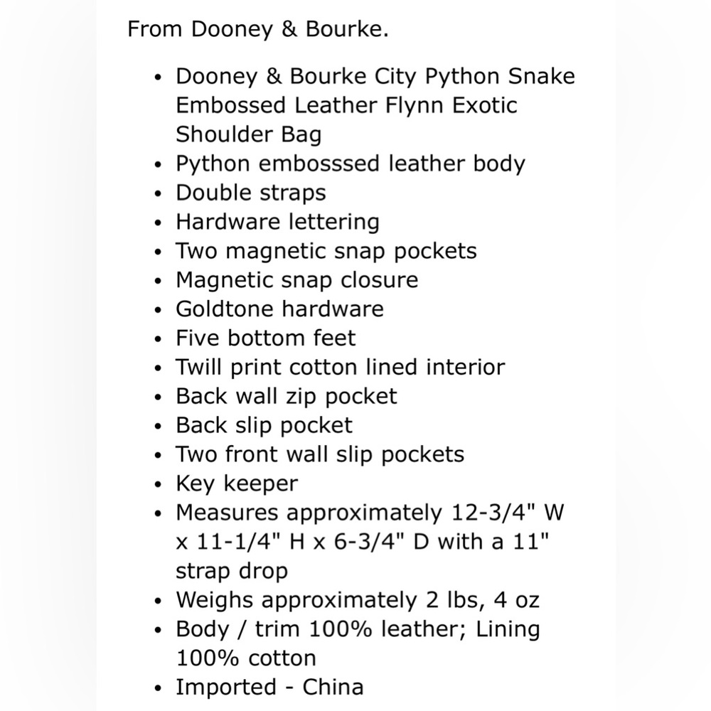 Dooney & Bourke City Python Print Bag - image 6